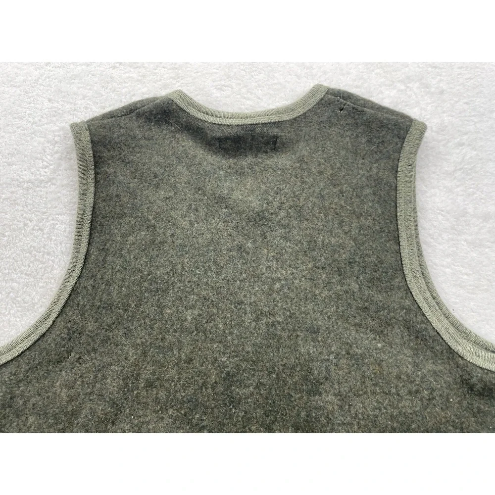 Utility Mens XL Lambswool V-Neck Sweater Vest Heather Olive Green RN 17730